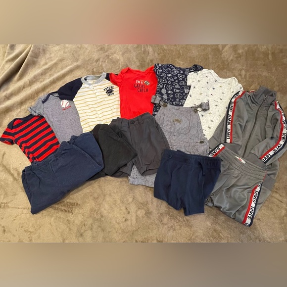 Large Sports Bundle Lot Of 13 Pieces Size 9-12 Months Levi's Carter's Wrangler - Picture 1 of 7